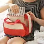 Woman packing her diaper bag