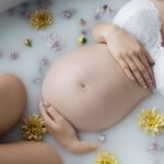 pregnant woman taking a bath